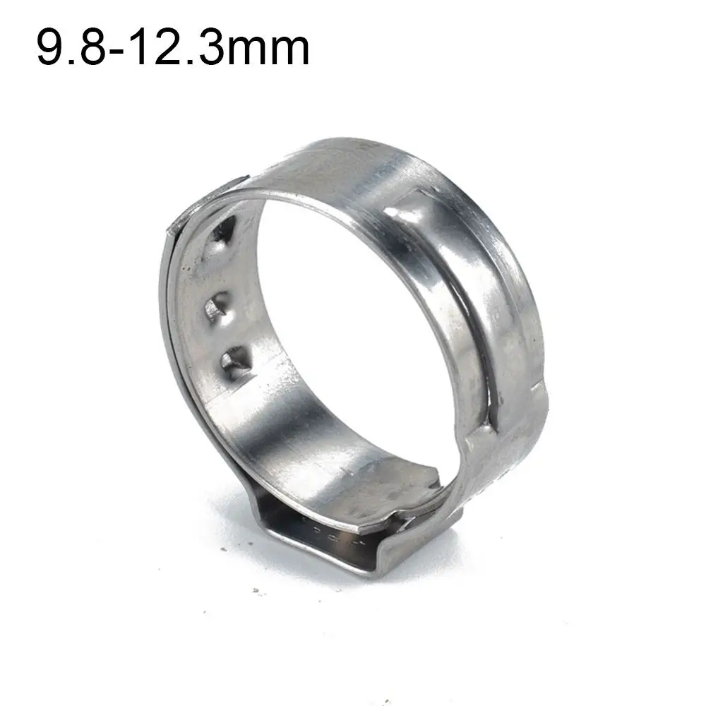 10Pcs 5.3-31mm Hose Clamp Assortment Kit Fixed Pipe Clip 304 Stainless Steel Single Ear Stepless Pipe Hoop Fuel Tube Water Pipe