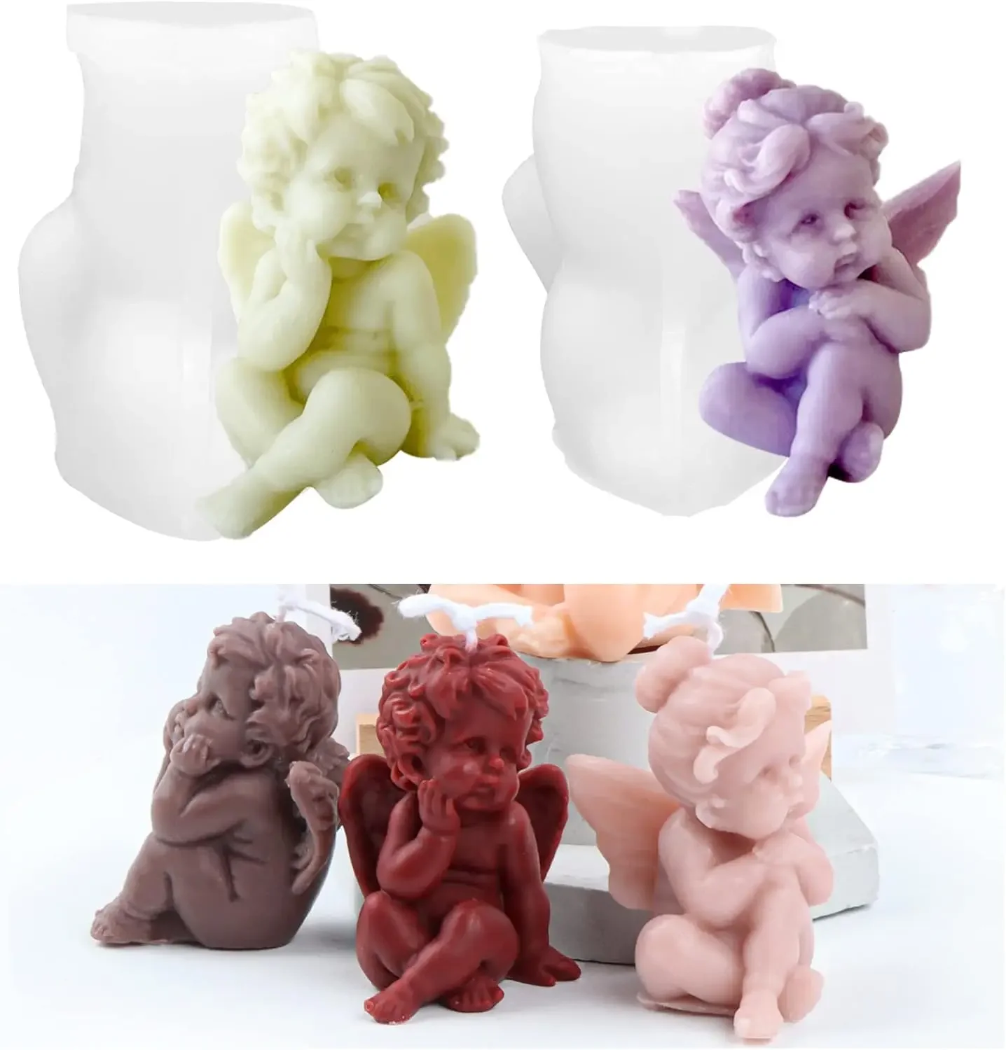 

3d Little Angel Candle Silicone Molds Cupid Craft Plaster Decoration Angel Doll Scented Candle Molds Diy Epoxy Resin Molds