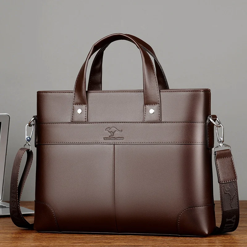 Sac à main de luxe en cuir PU pour hommes, sac d'affaires décontracté, étui à bombes pour hommes, sac messager initié, sac fourre-tout pour ordinateur portable masculin, grande capacité