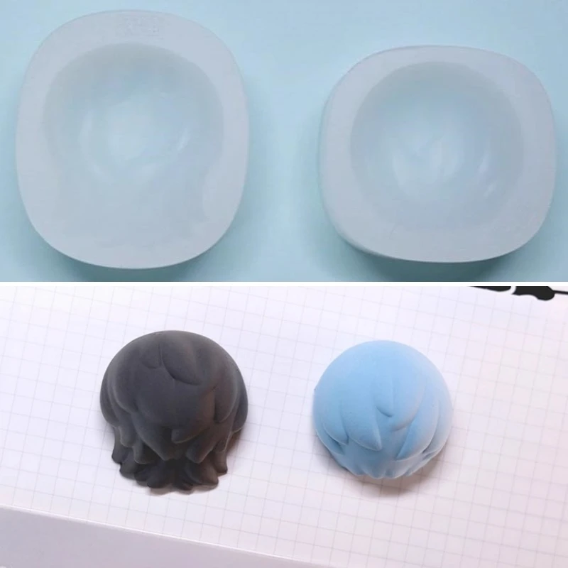 Ultra-light Clay Q-version Cartoon Doll Back of The Head Short Hair Silicone Mold DIY Animated Characters Hairstyle Making Tools