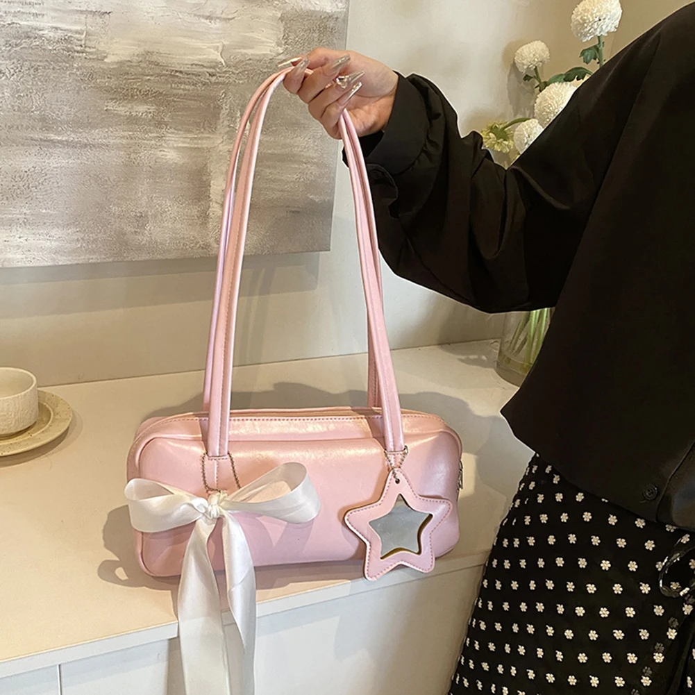 Fashion Women's High-end Bow Bag Casual Versatile Portable Large-capacity Storage Square Bag Korean Niche Shoulder Underarm Bag