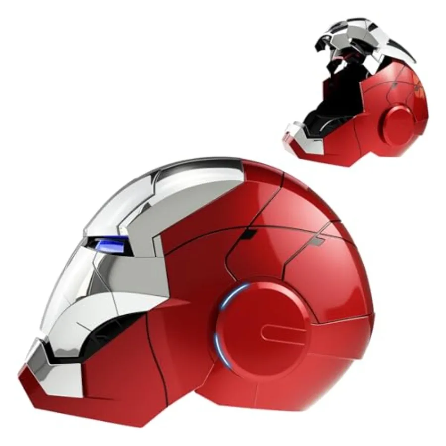 

Маска Iron Hero MK 5 1:1, носимый шлем серебристого цвета для мужчин с голосовым и сенсорным управлением, светодиодными глазами, реалистичными звуковыми эффектами, для косплея