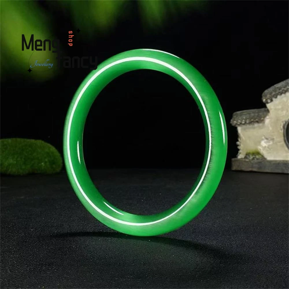 

Natural High-ice White Moonlight Cat's Eye Stone Colorful Bracelet High-grade Fashion Sexy Young Girls Fine Jewelry Holiday Gift