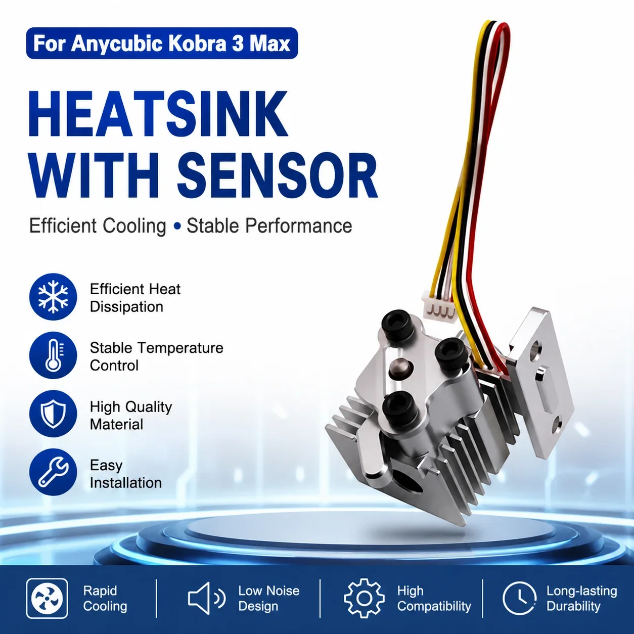 Upgraded Hotend Assembly Kit For Anycubic Kobra 3 Max 3D Printer Quick Release Heat Sink Heating Sensor Replacement Parts