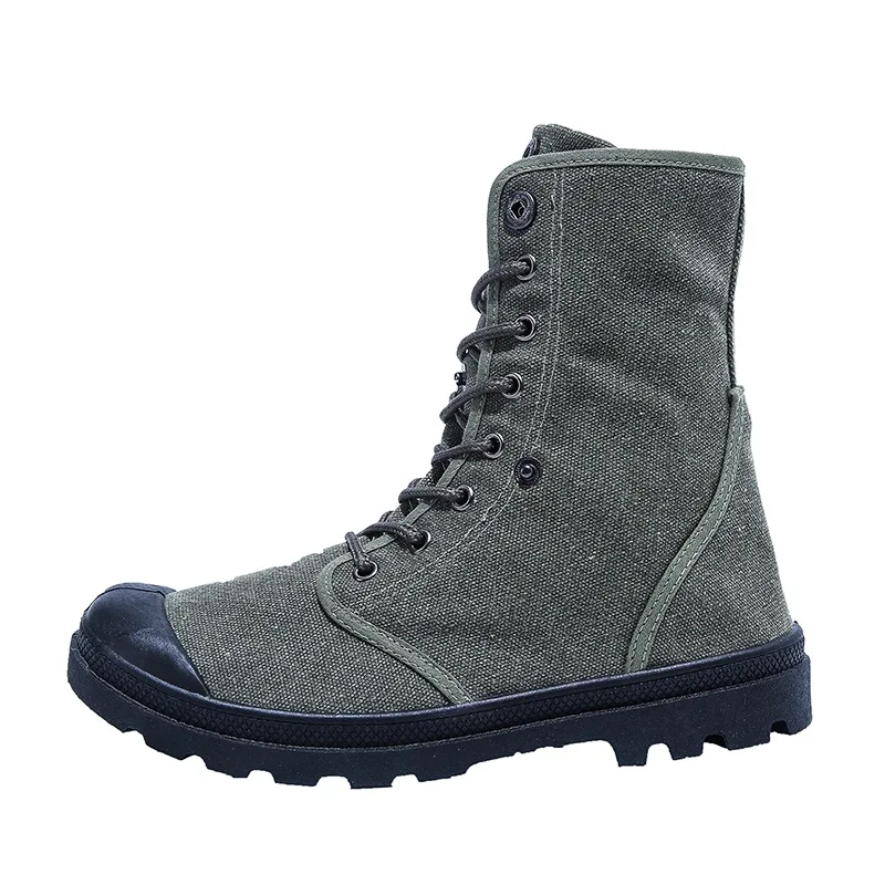 Canvas Boots Men Boots High Top Shoes for Men 2026 New Trend Platform Cuff Shoes Men Casual Ankle Boots Military Bota Masculina
