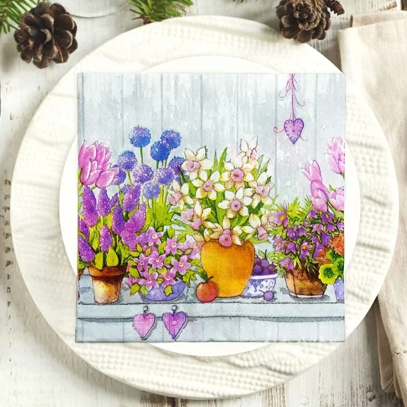 20pcs Clay Pot Vase Grey Backdrop Spring Flower Full Page Floral Food Grade Printed Tissue Paper Butterfly Bone Bart Paper