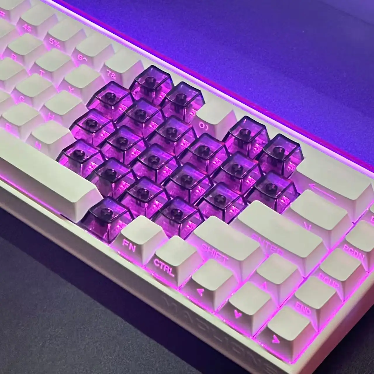 Copritasti a doppio incisione laterale trasparente, copritasti pbt originali altamente trasparenti