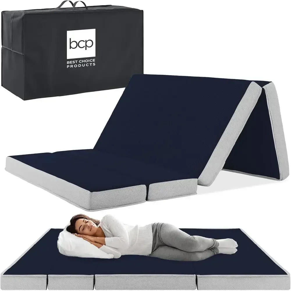 Portable Queen Size Mattress for Camping, Great for Toddlers, Plush with Carry Case - Night Blue