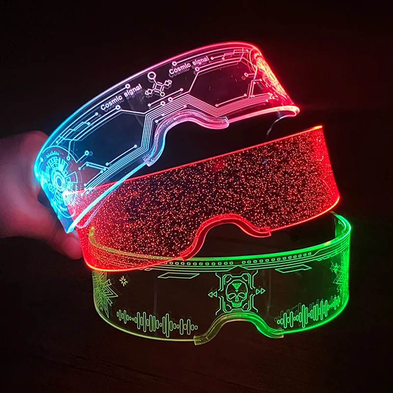Gorące okulary świecące LED Neonowe okulary z daszkiem Barowe okulary imprezowe na Halloween Boże Narodzenie Festiwal Glow Party Dekoracja