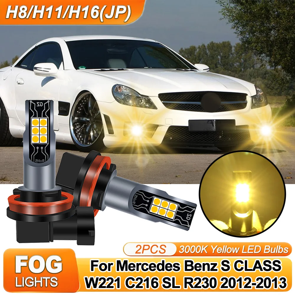 

100W H11 LED Fog Lamps Bulbs 2000LM Super Bright Car Fog Lights 12V 3000K Yellow For Mercedes Benz SL R230 2012 2013