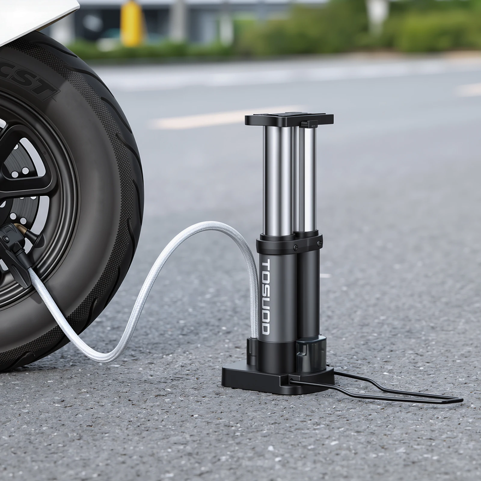 TOSUOD Foot-Operated Air Pump For Motorcycle Car Bicycle Ball E-bike Universal Aluminum Alloy High Pressure Air Pump