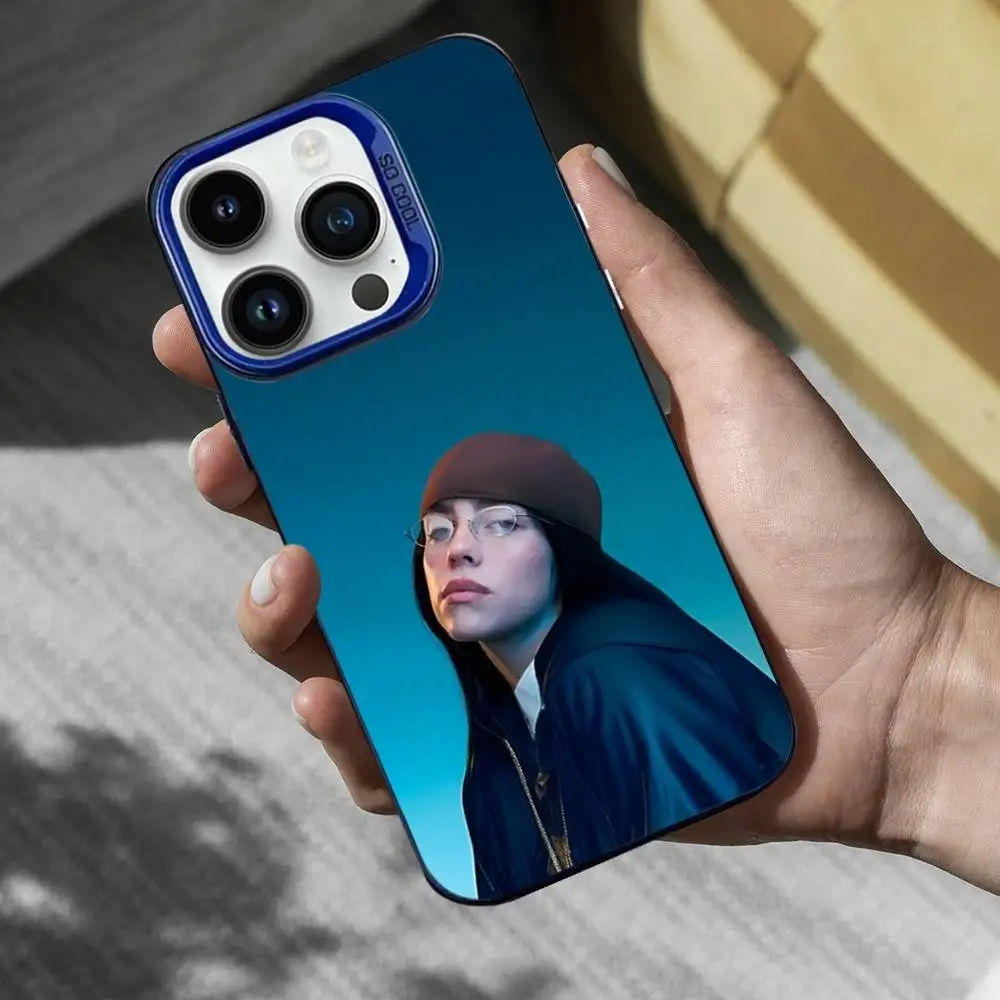 Capa de telefone LUNCH B-BILLIES SINGER para iPhone 16,15,14,13,12,11, Mini, Pro, SE, MAX Capa de silicone azul fosco