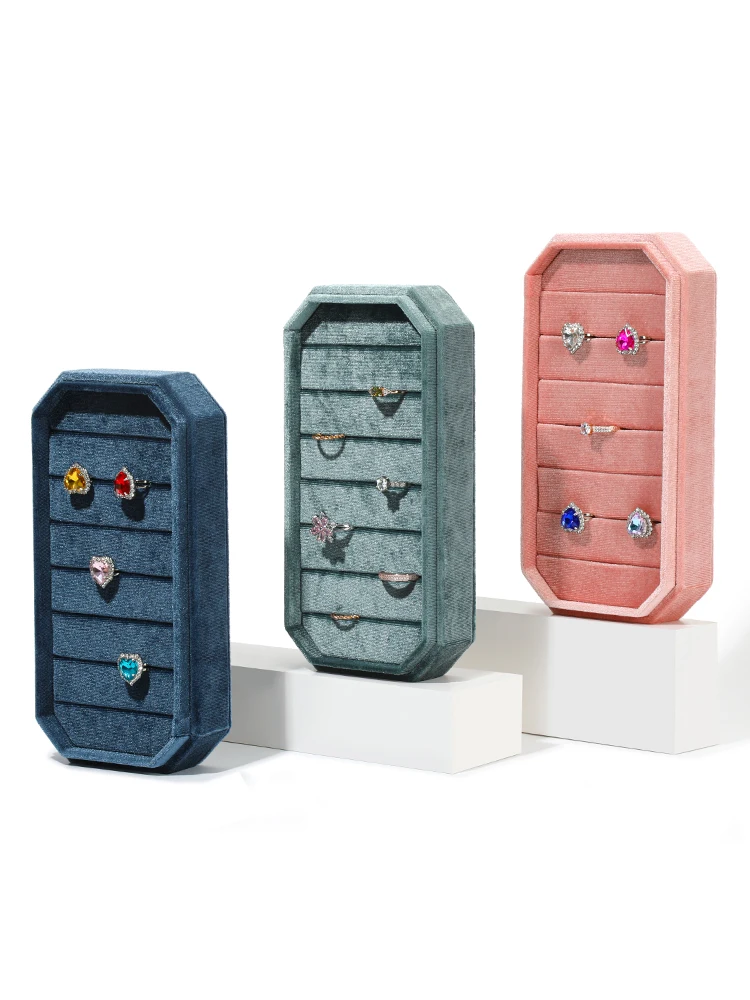 Держатель для колец с крышкой Контейнер для хранения ювелирных изделий Подставка для колец Коробка для колец Бархатная коробка для комодных столиков Шкафы для женщин и девочек Ящик