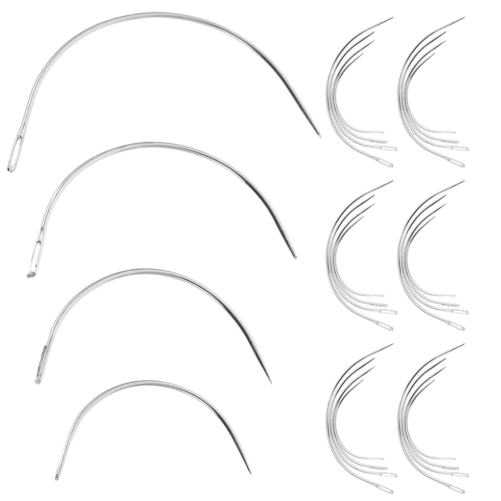 

48 Pieces Big Eye Curved Needles C Type Sewing Needles 4 Sizes 2 2.5 3 3.5 Inch Heavy Duty Hand Stitching for Craft