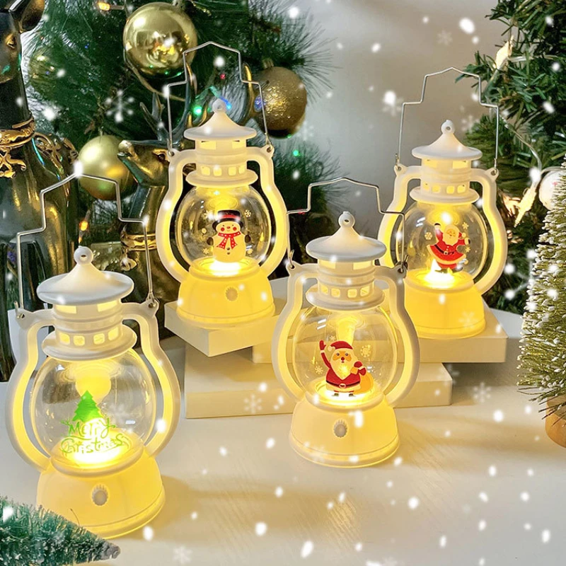 LED Lamp Decor Christmas Portable Lantern Santa Claus Xmas Tree Wind Lights Pendant Navidad Christmas New Year Decoration natal