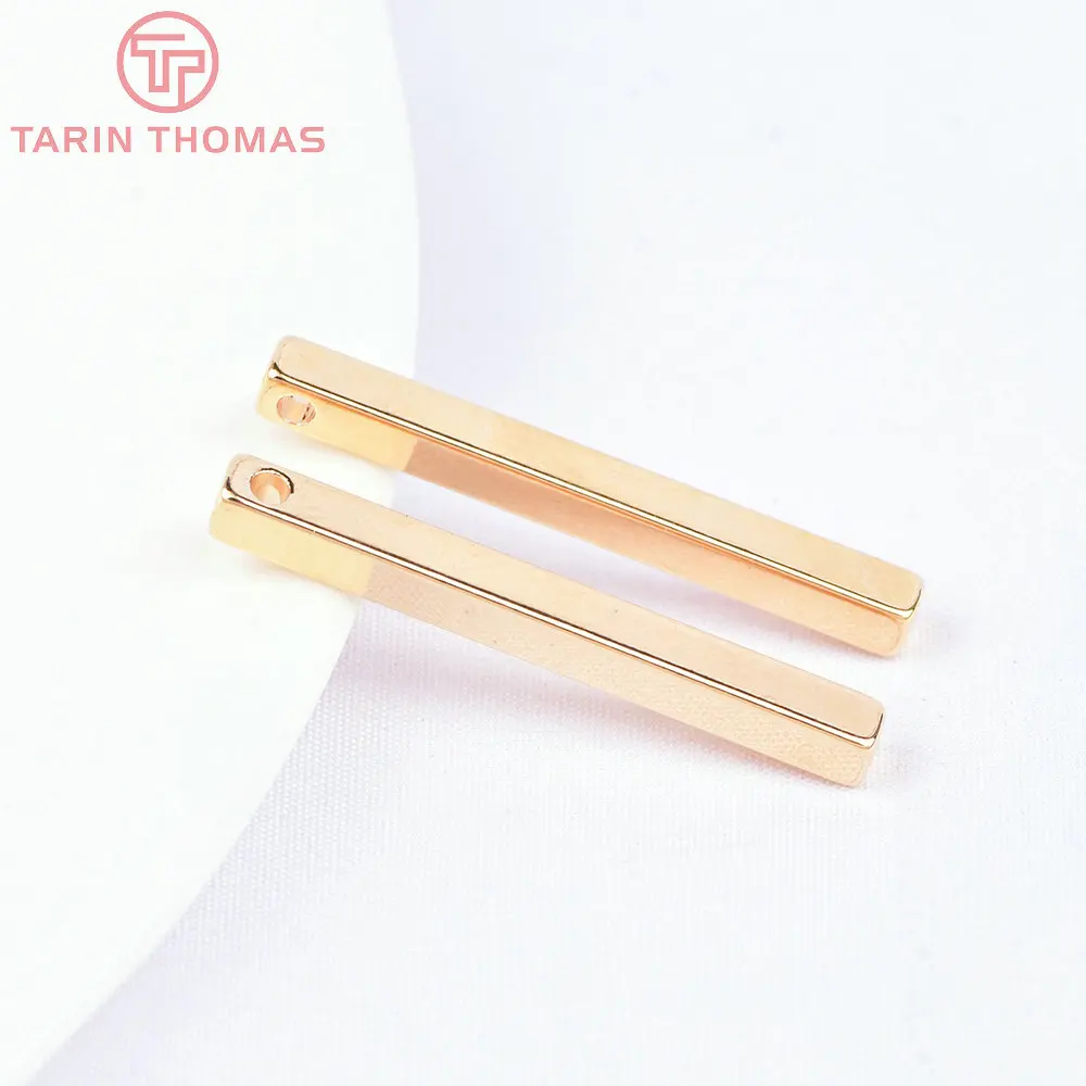 (6753) 10PCS 30x2.8MM 24K Gold Color Brass with Zircon Long Strip Shape Charms Pendants High Quality DIY Jewelry Making Findings