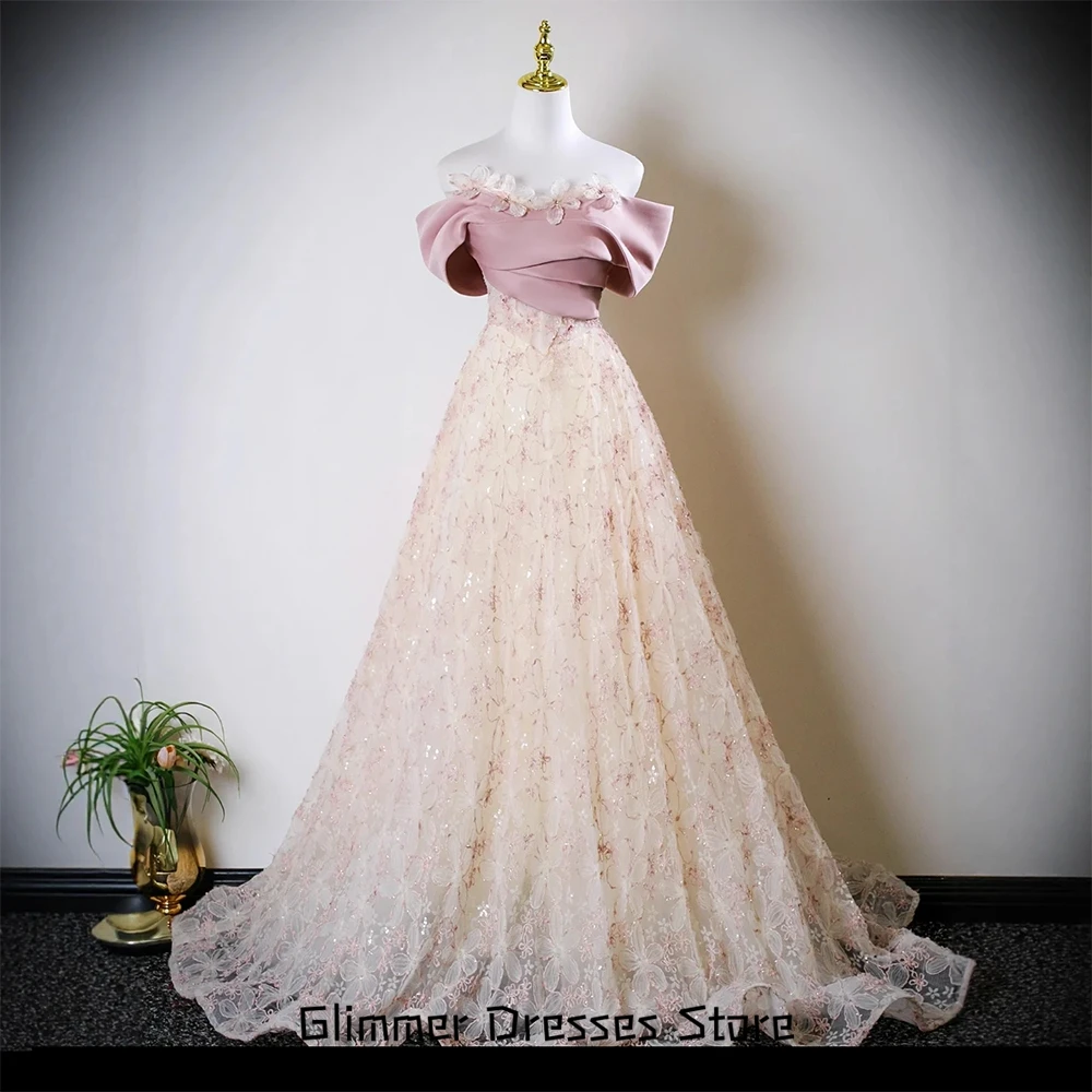 Hochwertige Promi-Kleider, klassisch, A-Linie, schulterfrei, kurze Ärmel, Abendkleid, exquisites Ballkleid, individuelle Blumen