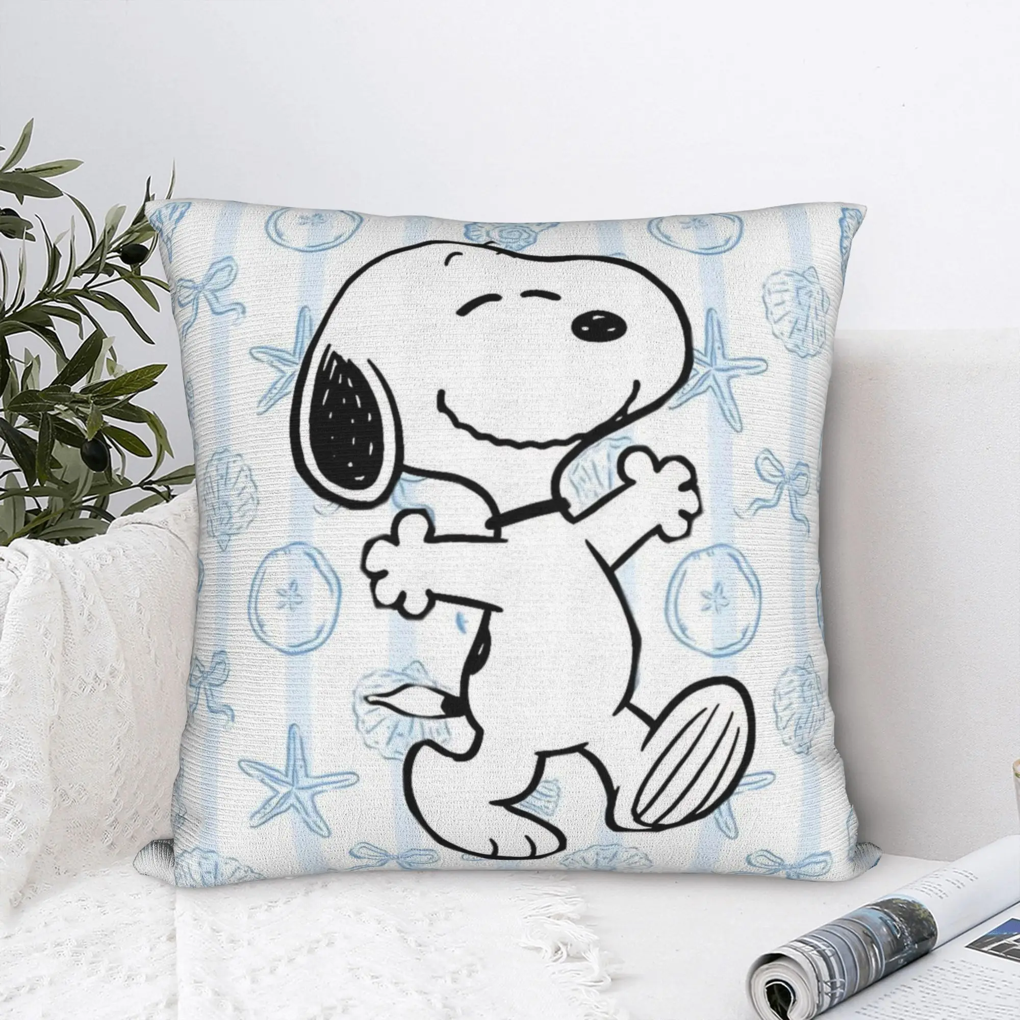 Cartoon Cute S-Snoopys Square Pillow Covers Polyester Home  Cushion Case Funny Decorative Throw Pillow Case 45*45