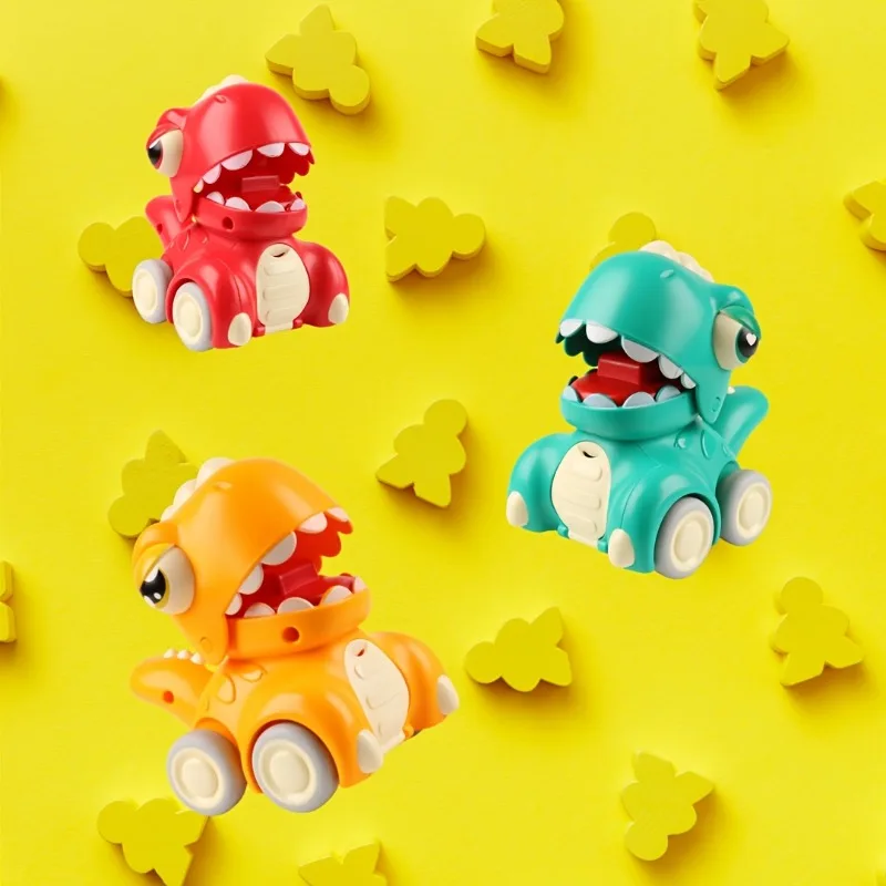 Cartoon Dinosauro Inerzia Pullback Auto Animale Fischio Giocattolo Auto Limitatore di Pressione Veicolo Scivolo Gioco Interattivo Giocattolo di Azione per I Bambini