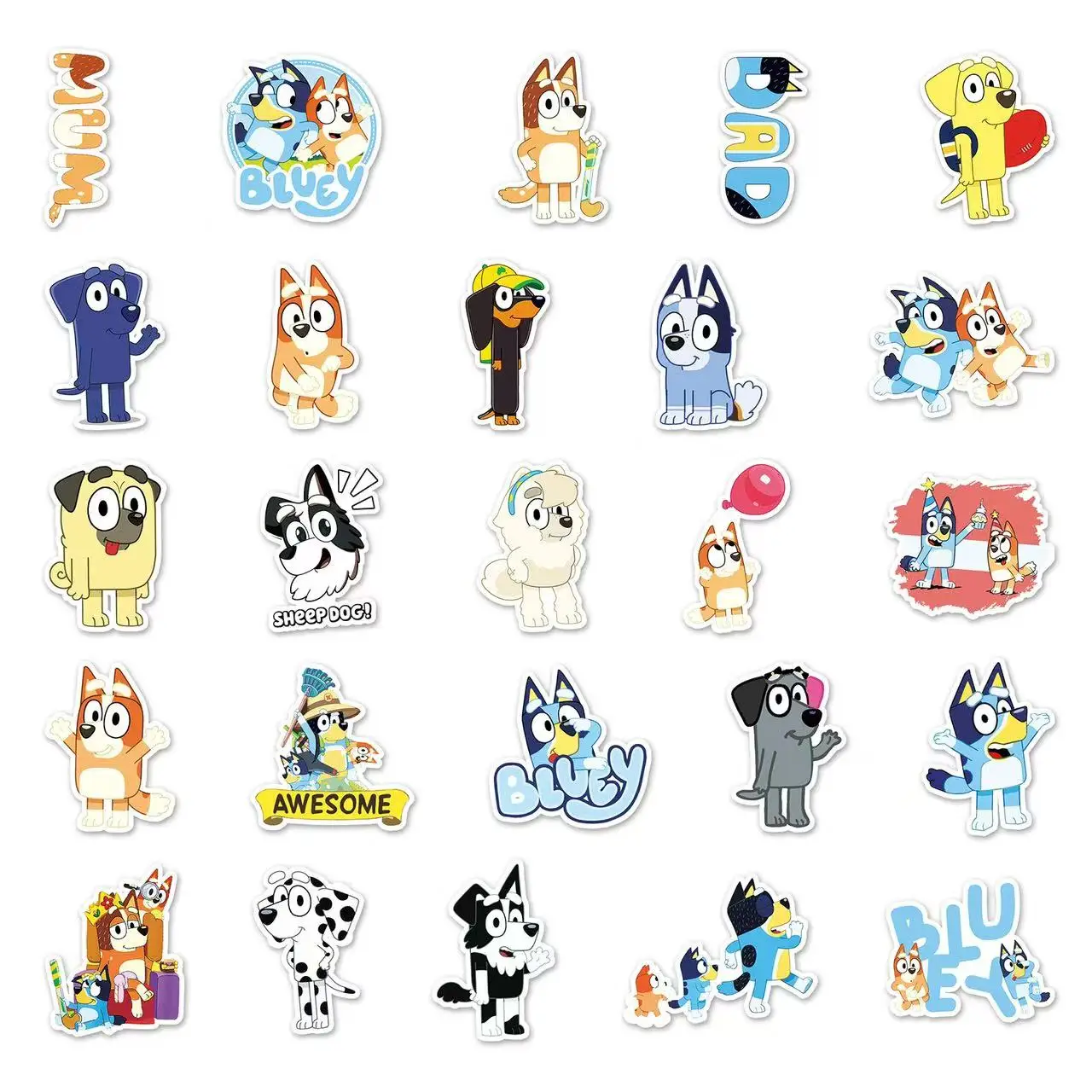 50PCS Cartoon Bluey Familie Animation Aufkleber DIY Telefon Laptop Gepäck Skateboard Graffiti Aufkleber Spaß für Kind