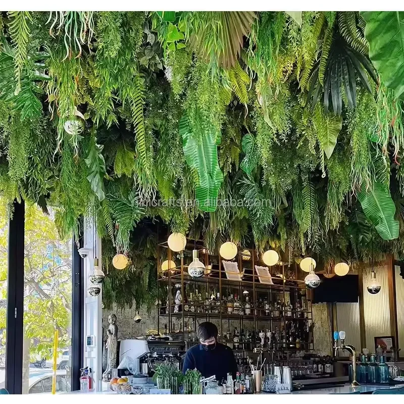 Modern Style Artificial Silk+Plastic Ceiling Hanging Flowers Wedding Decor Waterproof Environment-Friendly for Coffee