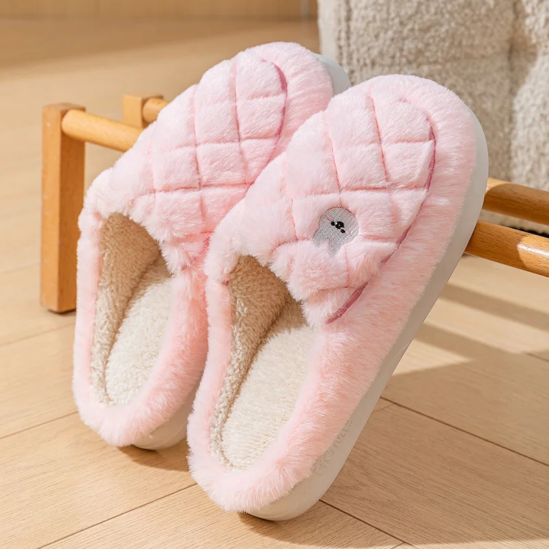 

2025 зимние плюшевые теплые женские хлопковые тапочки, повседневные домашние пушистые шлепанцы, мужские нескользящие осенние мягкие меховые туфли для спальни