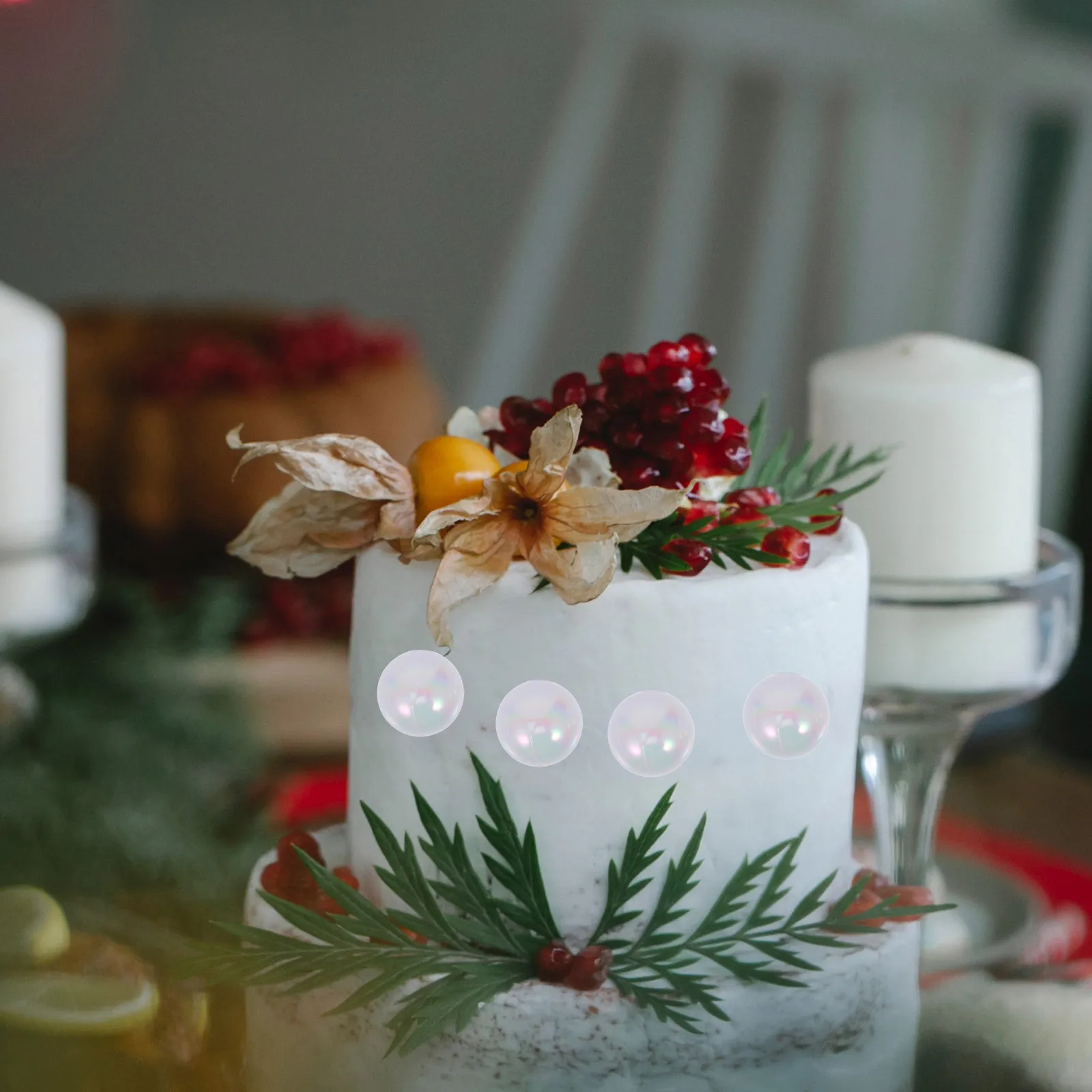 

30pcs Bubble Decorations 3cm Clear Pink White Cake Balls Wedding Party Cupcake Toppers Fake Bubbles Cake Decor