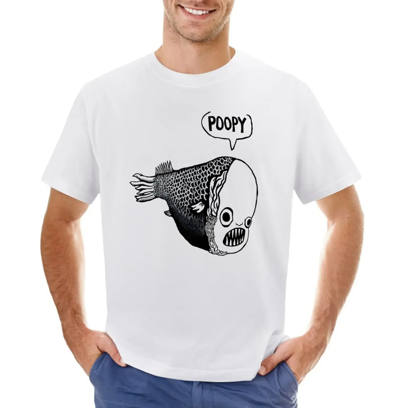 Poopy Head Fish T-Shirt oversized plus size tops fitted t shirts for men