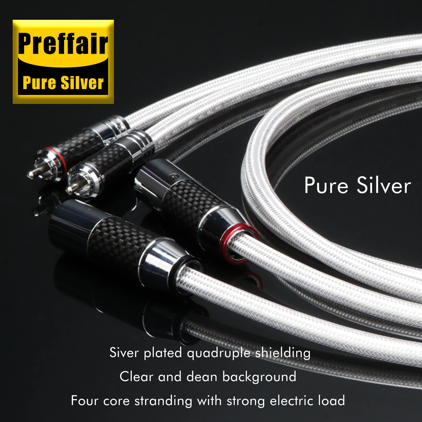 كابل ألياف الكربون الفضي النقي PREFFAIR ، كابل RCA إلى XLR ، ربط الصوت ، نواة الفضة النقية PSS الصلبة ، X451