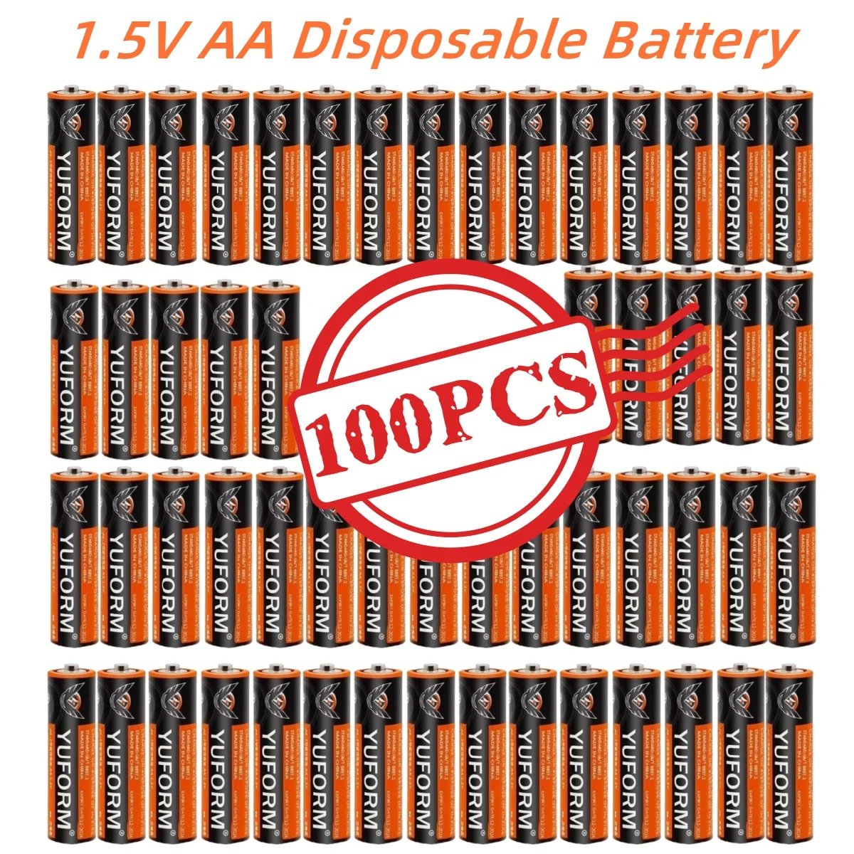 

100PCS 1.5V AA Disposable Alkaline Dry Battery R6 for Led Light Toy Mp3 Camera Flash Razor CD Player Wireless Mouse Keyboard