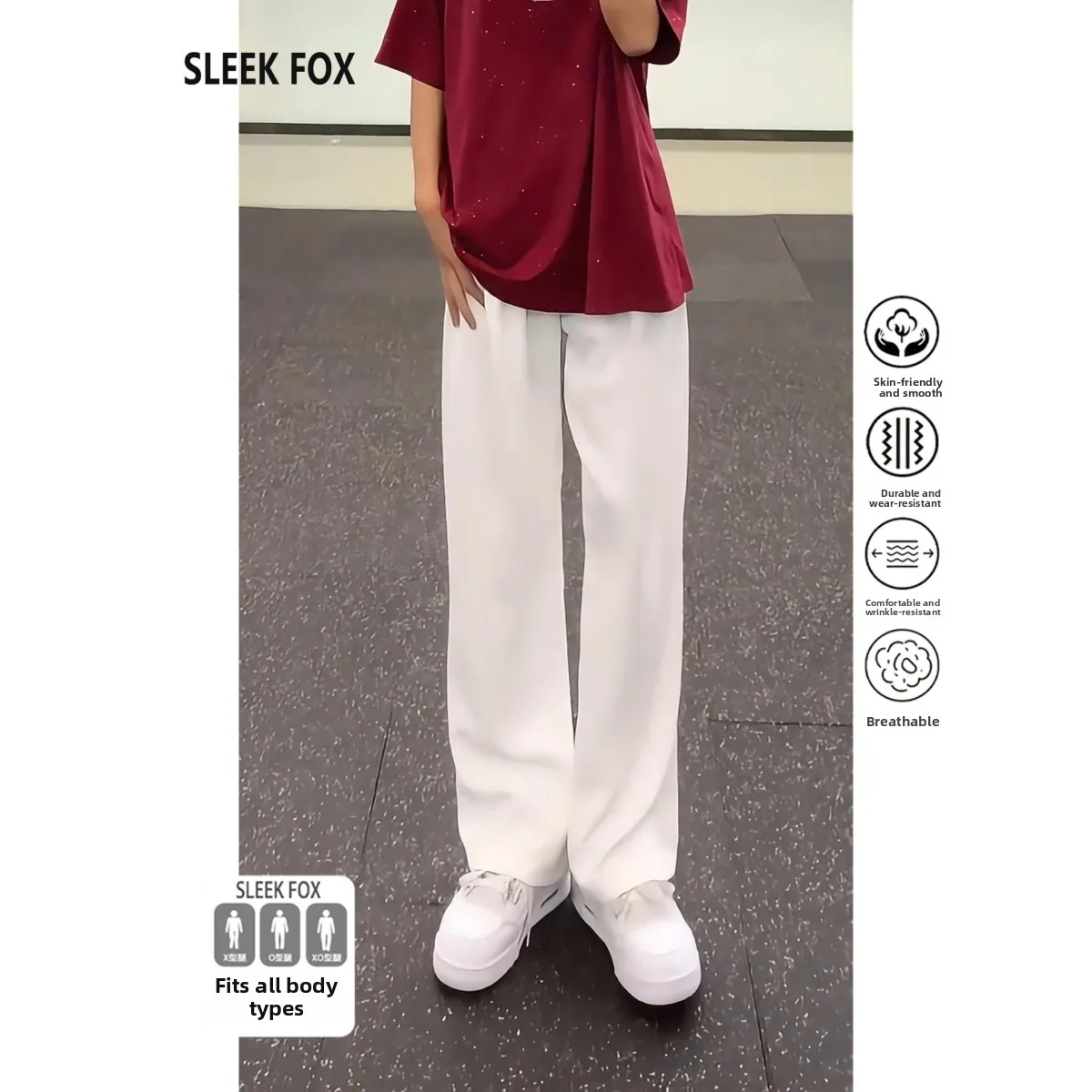 

White Comfortable Straight Leg Trousers Men's Autumn Breathable Casual Pants Korean Sle Versatile Busin Suit Pants