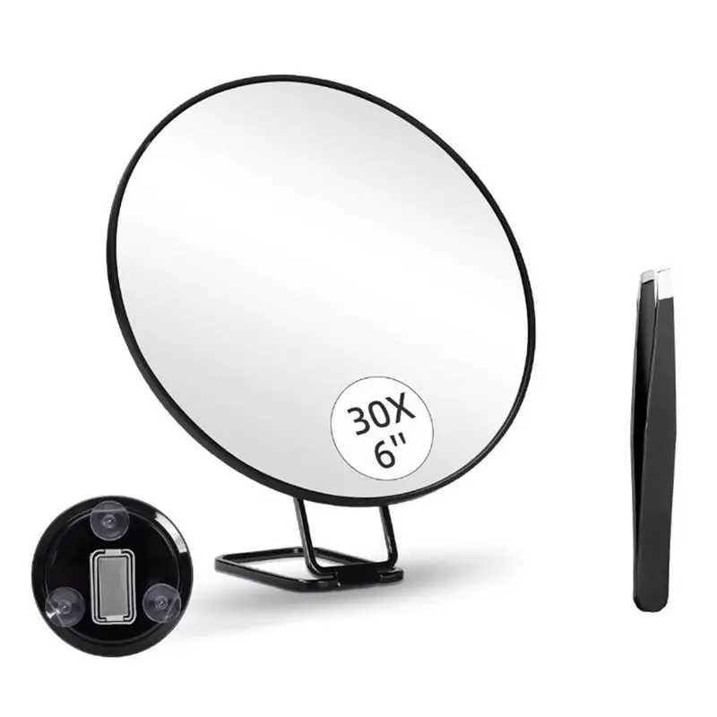 

Зеркало с 30-кратным увеличением и подставкой, пинцет, увеличенное косметическое зеркало с 3 присосками для ухода за собой и путешествий - ABQU