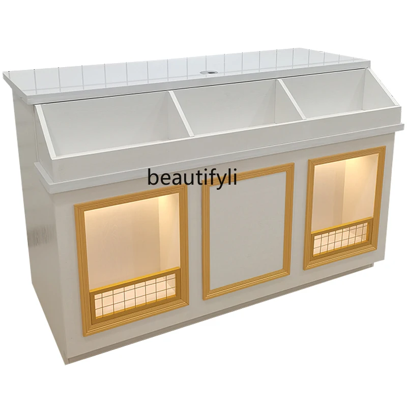 

Cake Shop Solid Wood Cashier Corner Cocktail Cabinet Table Baking Shop Simple Modern Marble