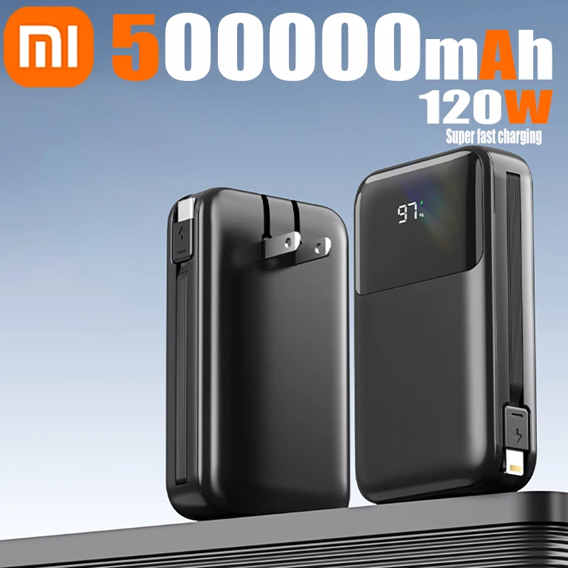 Xiaomi 120 Вт Power Bank Магнитный портативный аккумулятор с быстрой зарядкой 50000 мАч со встроенным кабелем USB-C, вилкой переменного тока для iPhone Samsung Xiaomi 120 Вт Power Bank Магнитный портативный аккумулятор с быстрой зарядкой 50000 мАч со встроенным кабелем USB-C, вилкой переменного тока для iPhone Samsung