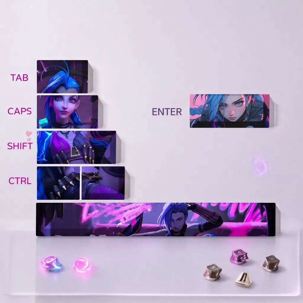 7 Key/set Keycap Yasuo Jinx Keycaps Mechanical Keyboard Accessories Wear-Resistant Personality Gift