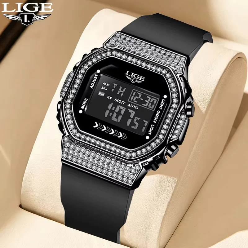 LIGE Orologio da uomo digitale da esterno in silicone semplice casual sportivo impermeabile allarme luminoso data automatica orologi elettronici per regali da uomo