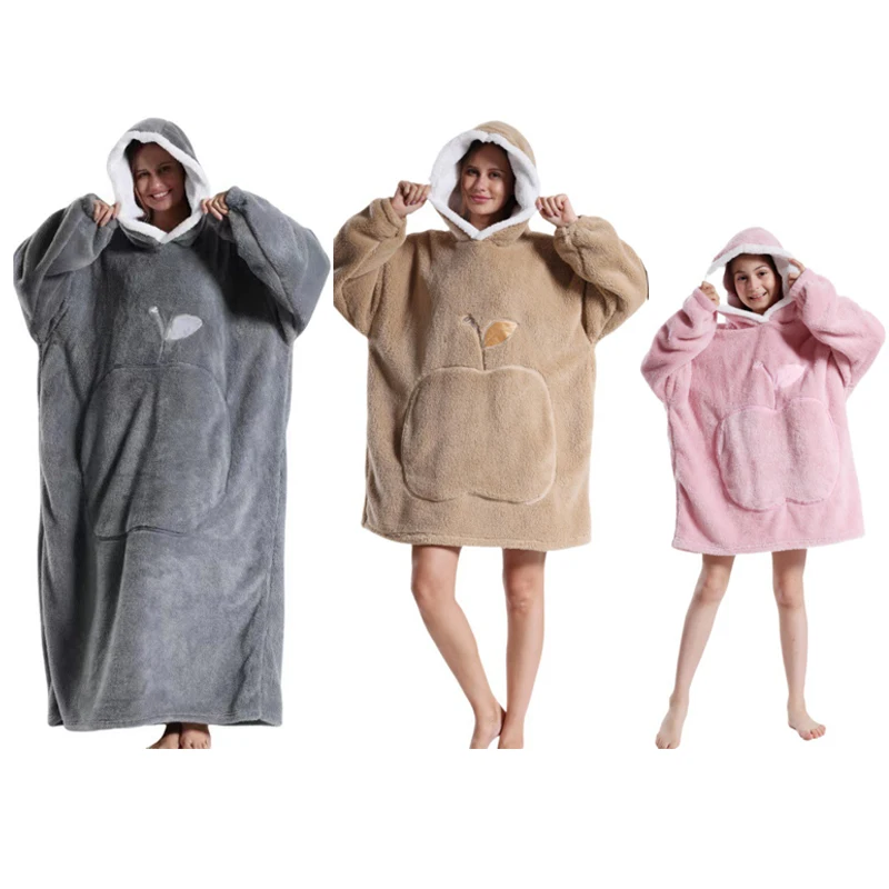 Wearable Blanket Hoodie Oversized Hooded Blanket Sweatshirt Hooded Blanket Sweater Oversized Warm Plush Thick Wearable Blankets