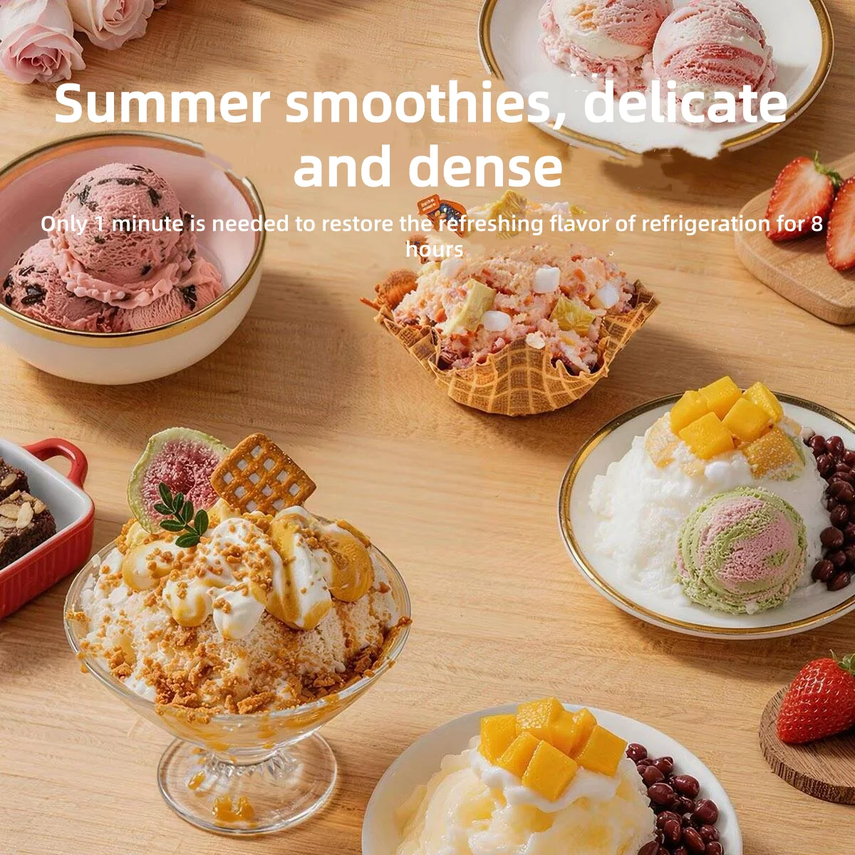 Electric Shaved Ice Maker 30KG, Commercial Snow Cone Machine with Fast Ice Making, Fully Automatic Nugget Ice Machine for Home B image 2