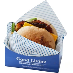 50pcs Sandwich Packaging Box Hamburger Toast Paper Tray Party Bread Packaging Paper Bags