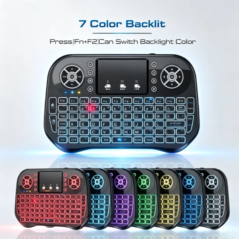 I10 i8 Wireless Mini Keyboard Dual Mode BT4.2 2.4G Remote Backlit 7 Color Touchpad Air Mouse for Android TV Box PC Projector Pad