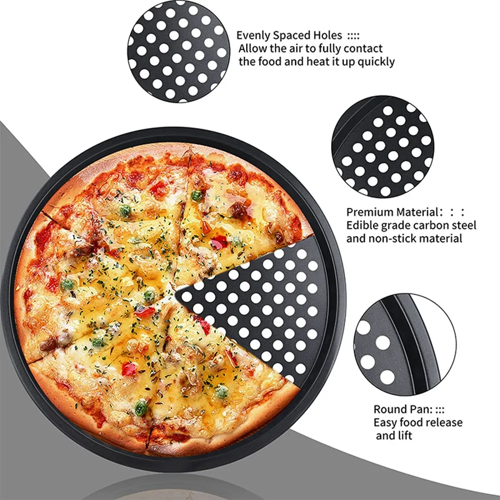 Y42A-Pizza Tray Punching Baking Tray Non-Stick With Hole Pizza Mold Barbecue Tray Baking Mold Round Baking Tray