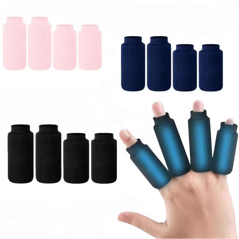 

4pcs Ice Gel Finger Sleeve Hot Cold Dual Use Solid Finger Sleeve Cold Gel Ice Pack Finger Pain Relief Support Finger Protector