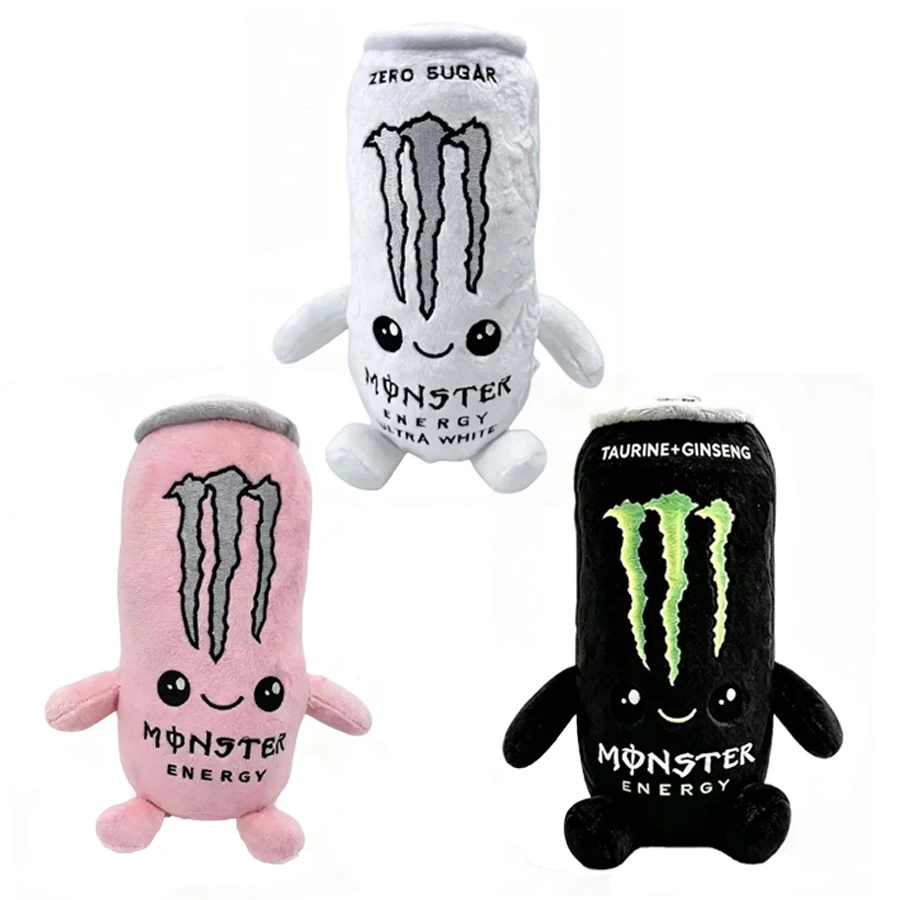 Hot Simulation White Energy Drink Can Shaped Plush Toy Zero Sugar Theme Soft Stuffed Doll Desktop Ornament Holiday Birthday Gift