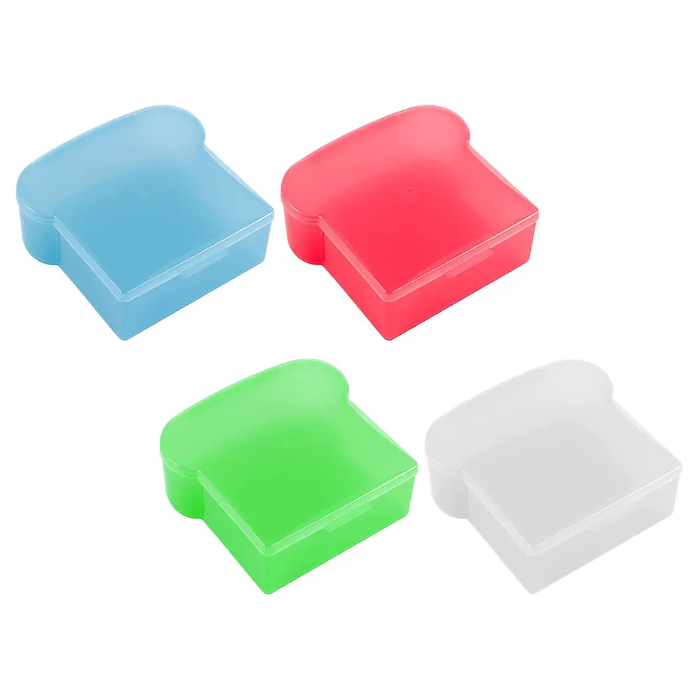 

4pcs Bread Lunch Boxes Plastic Sandwich Container Toast Airtight Sliced Keeper Loaf Storage Bento Storage Bakery Boxes Camping