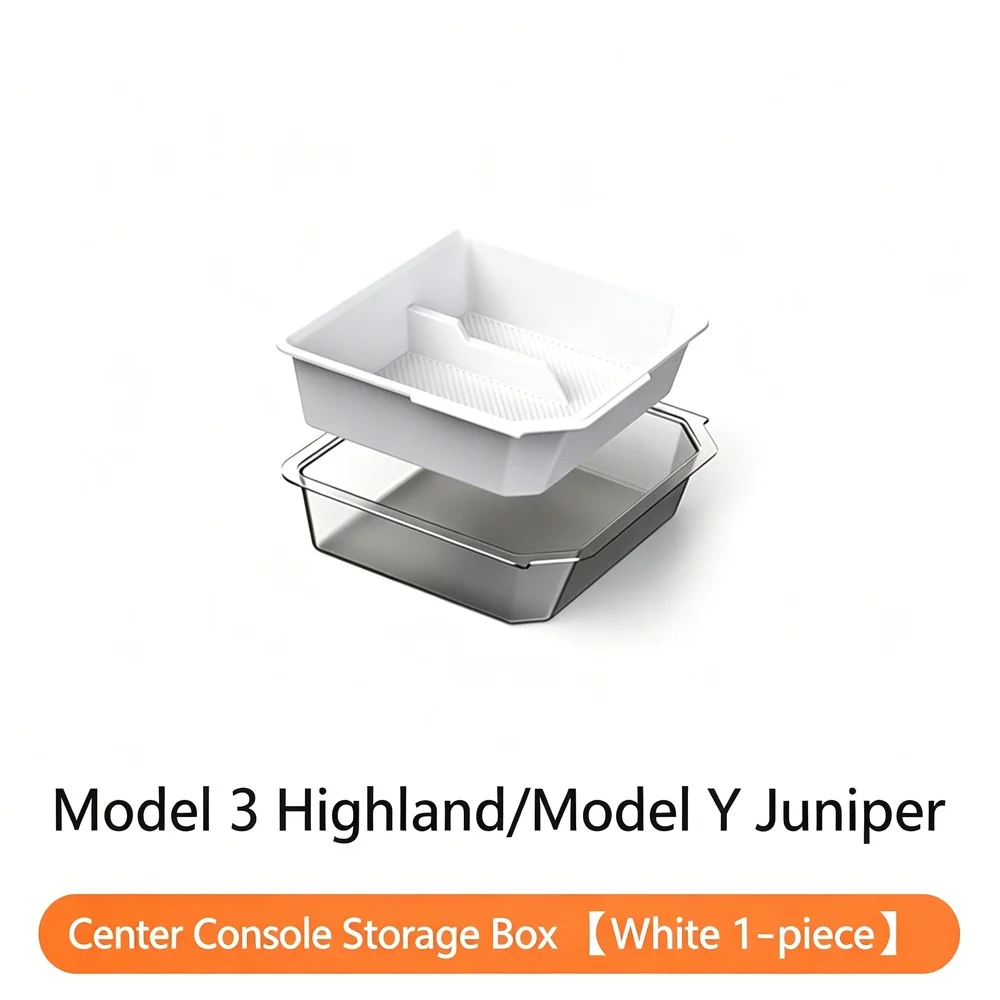 Double Layer Center Console Organizer Tray Insert for Tesla Model 3 Highland 2024+ / Model Y Juniper 2025+ with Sunglasses Holder, Center Console Storage Box, Tesla Model 3 / Y Accessories 2024 2025 (White) view 3