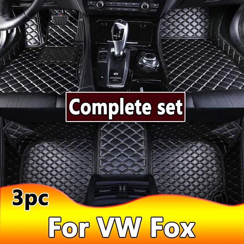 Custom Fit Automotive Car Floor Mats para homens e mulheres, couro de luxo, cobertura total, VW Fox 2004, 2005, 2006, 2007, 2008, 2009, 2010, 2011