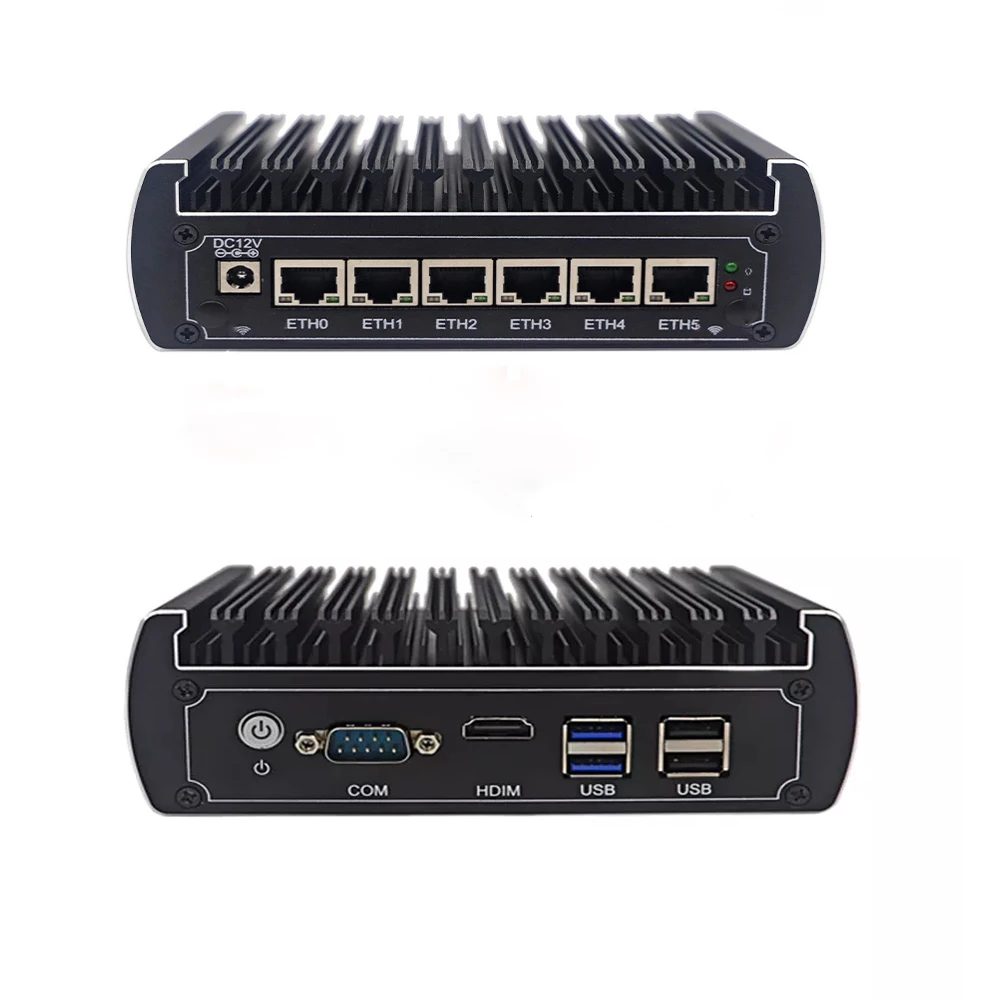 Intel Celeron J4125 6XIntel I225 2.5G Quạt Không Cánh Mini Router PC Quad Core DDR4 Cho PfSense OPNsense VyOS VPN tường Lửa Router AES-NI