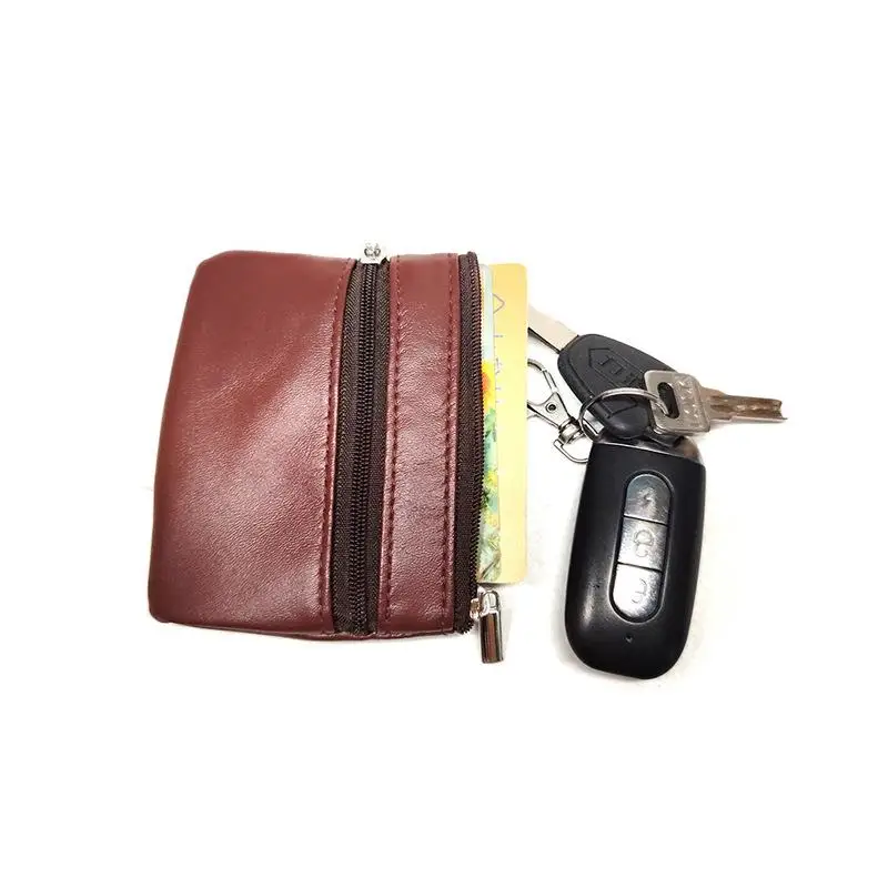 محفظة صغيرة حديثة للرجال والنساء، حقيبة جلدية سوداء جديدة، حامل مفاتيح للبطاقات الناعمة، حقيبة بسحاب، محفظة عصرية لحاملي العملات المعدنية