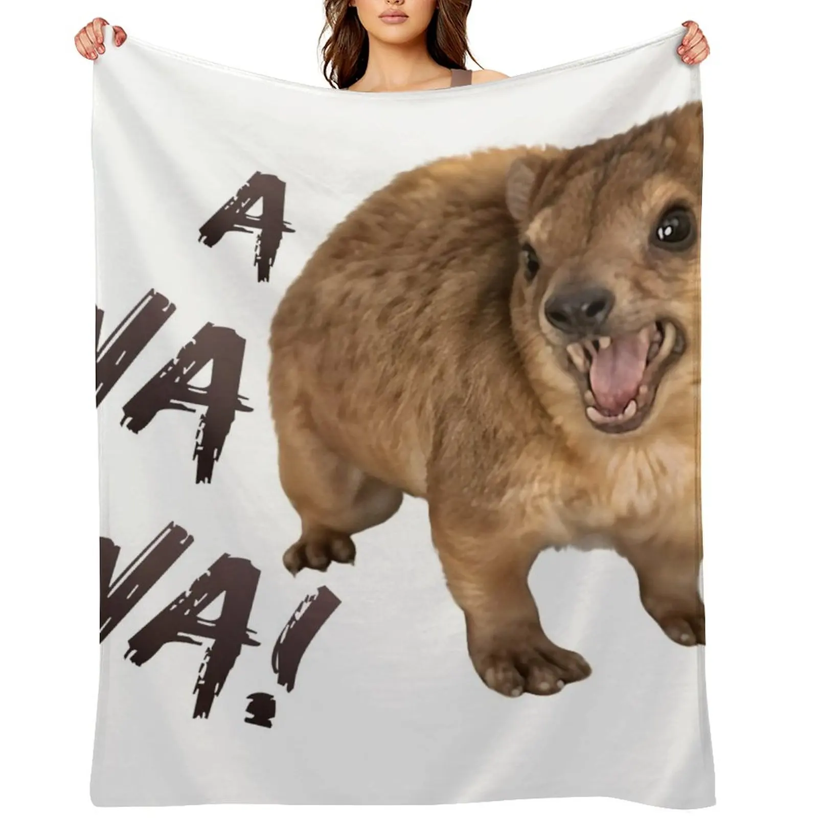 

Awawa! Angry Screaming Hyrax Meme - Cute & Funny Throw Blanket wednesday Polar Stuffeds Decorative Sofa Blankets