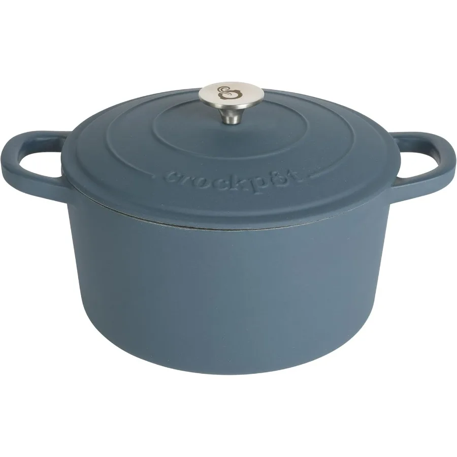 

Artisan 5-Quart Round European Enameled Cast Iron Dutch Oven with Lid – Matte Navy Blue, Durable Oven Safe Cookware